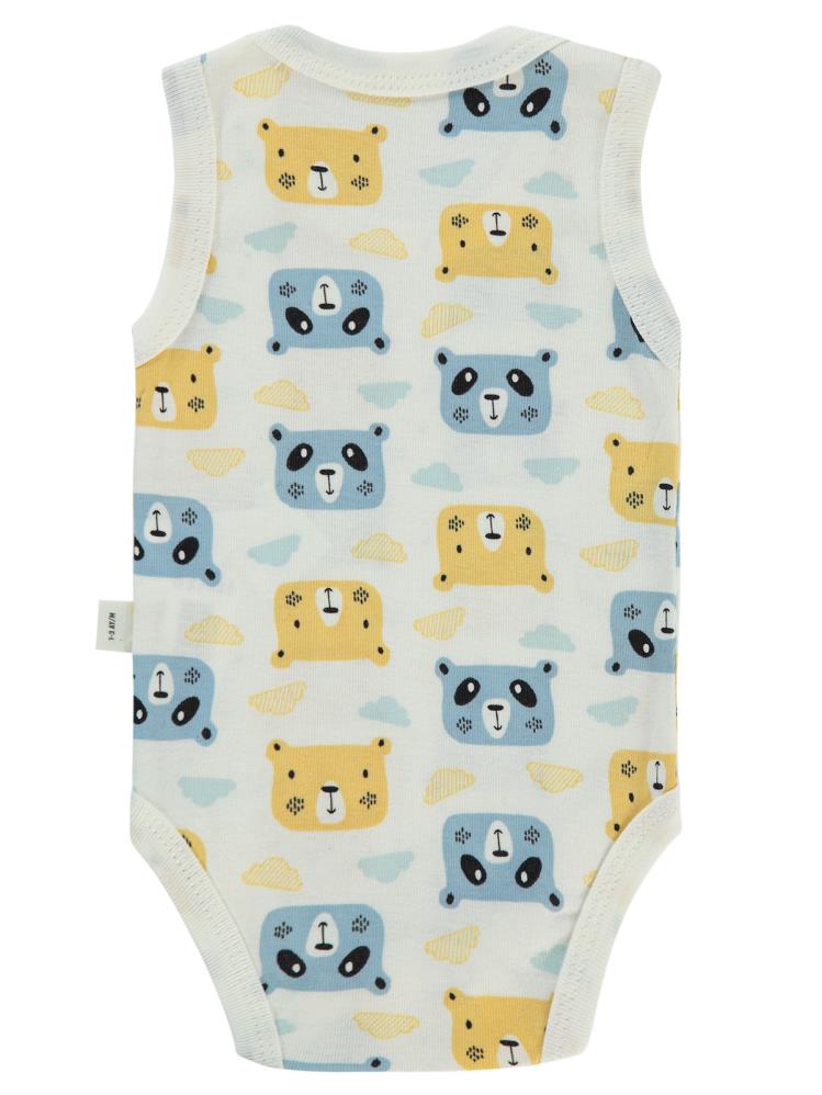 Civil Baby Ayıcık Baskılı 0-3 Yaş Çıtçıtlı Badi - Ekru