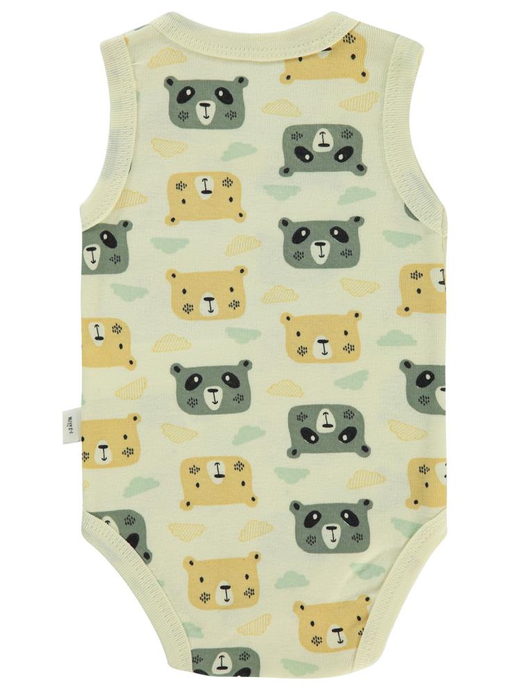 Civil Baby Ayıcık Baskılı 0-3 Yaş Çıtçıtlı Badi - Bej