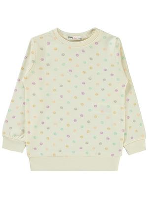 Civil Girls Puan Desenli 2-5 Yaş Sweatshirt - Ekru