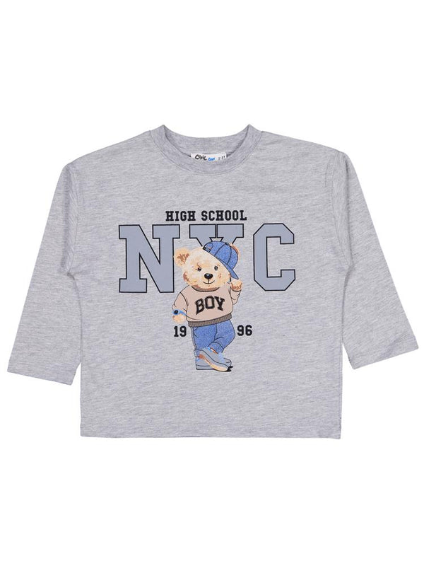 Civil Boys Nyc Ayı Baskılı 2-5 Yaş Sweatshirt - Gri