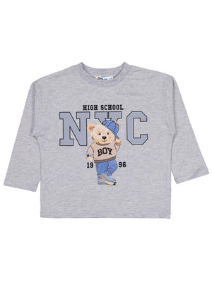 Civil Boys Nyc Ayı Baskılı 2-5 Yaş Sweatshirt - Gri