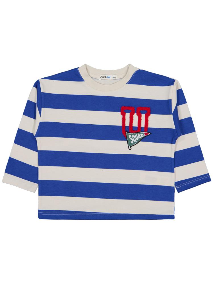 Civil Boys Çizgi Empirme 2-5 Yaş Sweatshirt - Bej