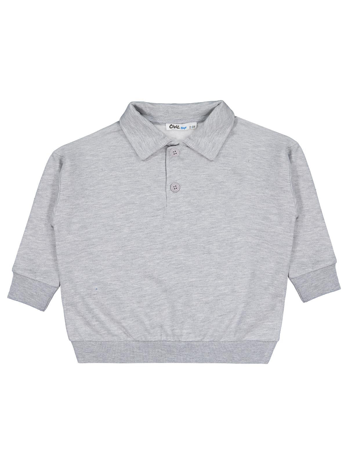 Civil Boys Polo Yaka 2-5 Yaş Sweatshirt - Gri