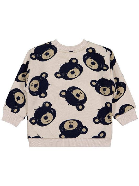 Civil Boys Erkek Çocuk Ayıcık Empirme Sweatshirt | 3 İp Uzun Kol | Okul Kreş ve Günlük Kullanım - Bej