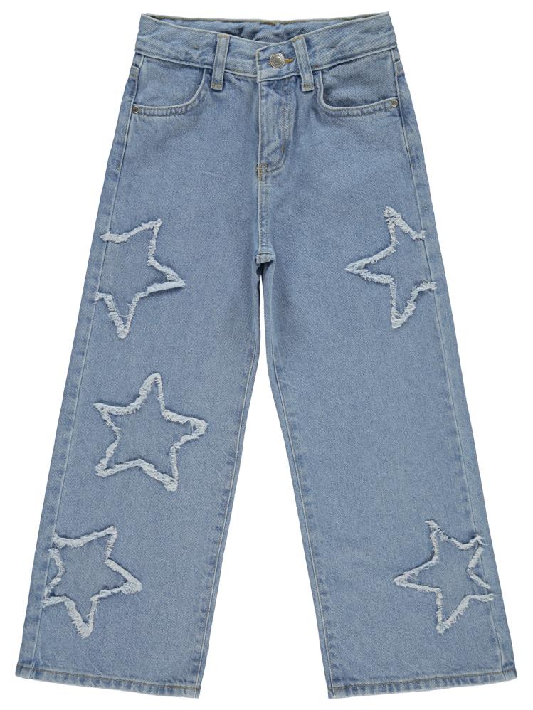 Civil Girls Yıldız Nakışlı 6-9 Yaş Pantolon - Mavi