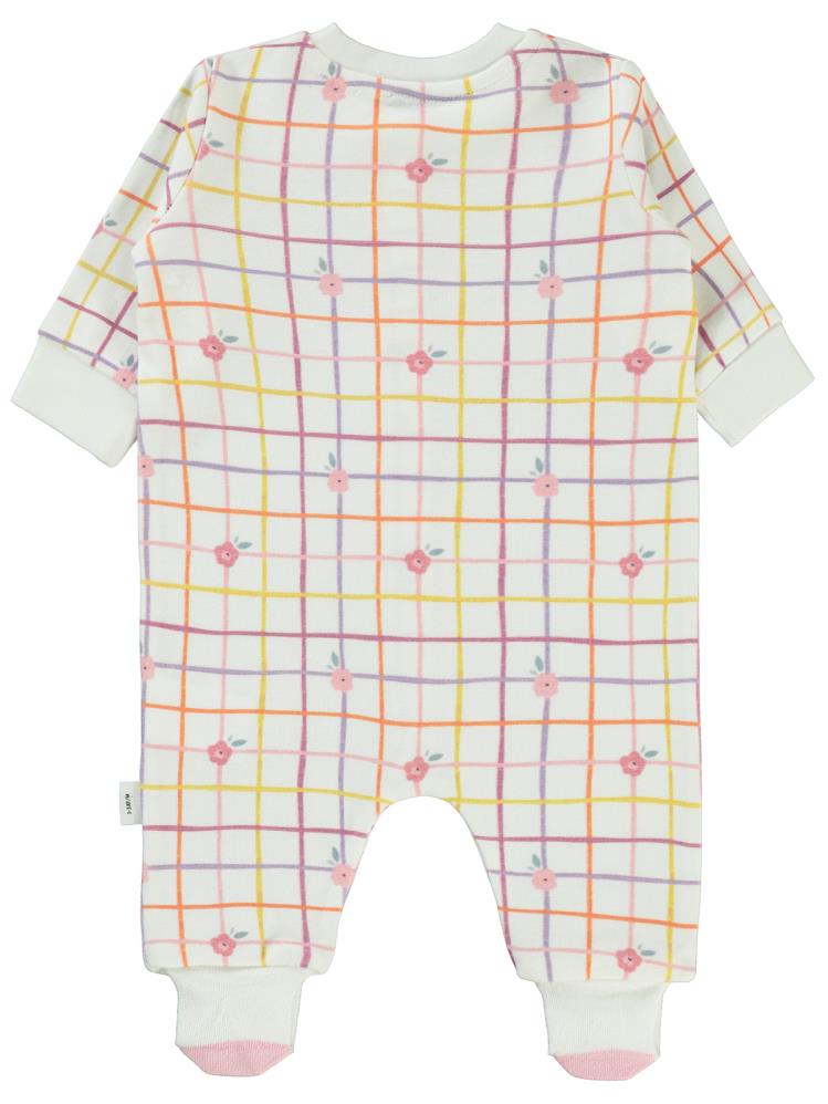 Civil Baby Kareli Çiçek Baskılı 1-6 Ay Tulum - Ekru