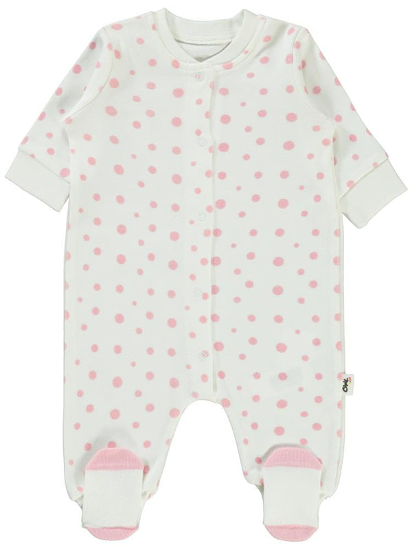 Civil Baby Puan Baskılı 1-6 Ay Tulum - Ekru