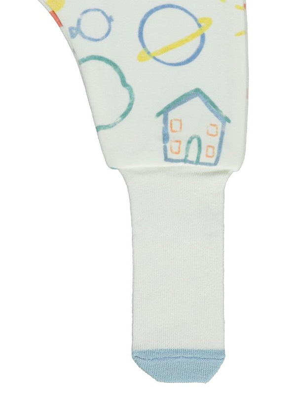 Civil Baby Renkli Ev Baskılı 1-6 Ay Tek Alt Bebe - Ekru