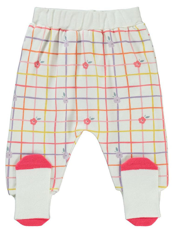 Civil Baby Kareli Çiçek Baskılı 1-6 Ay Tek Alt Bebe - Ekru