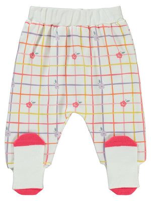 Civil Baby Kareli Çiçek Baskılı 1-6 Ay Tek Alt Bebe - Ekru