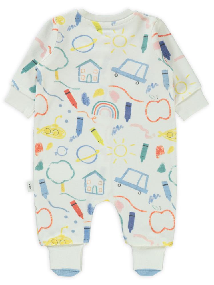 Civil Baby Renkli Ev Baskılı 1-6 Ay Tulum - Ekru