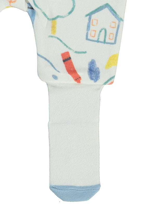 Civil Baby Renkli Ev Baskılı 1-6 Ay Tulum - Ekru