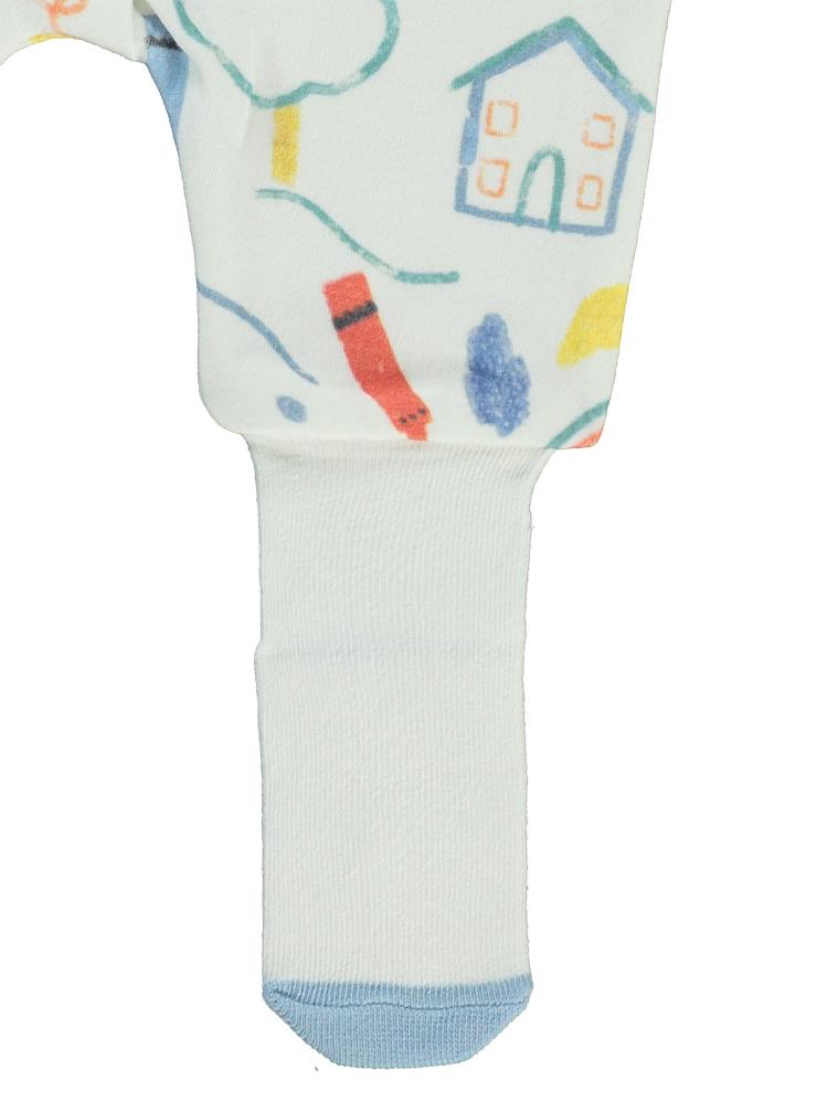 Civil Baby Renkli Ev Baskılı 1-6 Ay Tulum - Ekru