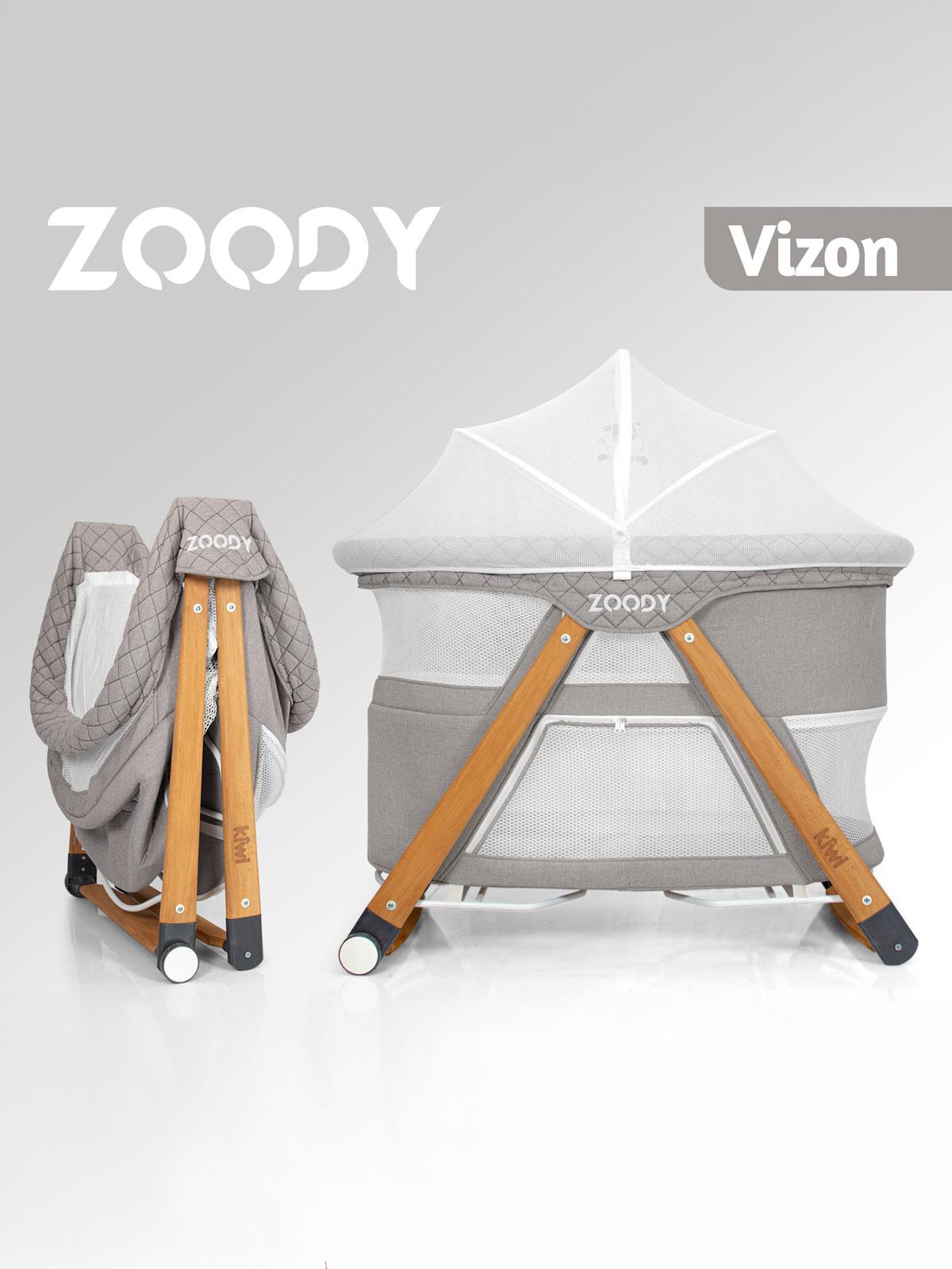 Kiwi Zoody Ligna Anne Yanı Bebek Beşiği - Bej