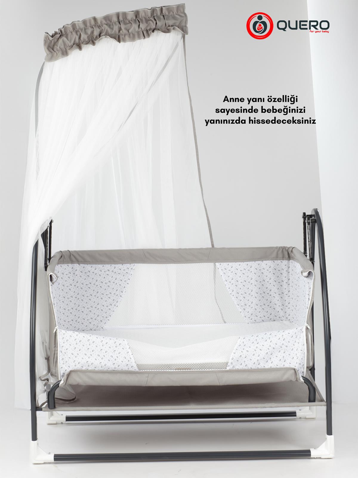 Quero Koza Plus Portatif Sallanır Anne Yanı Sepet Beşik - Gri