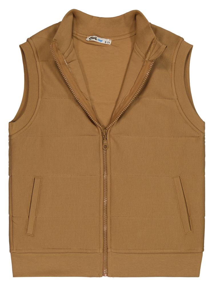 Civil Boys Kapitone Pike 6-9 Yaş Yelek - Kahverengi