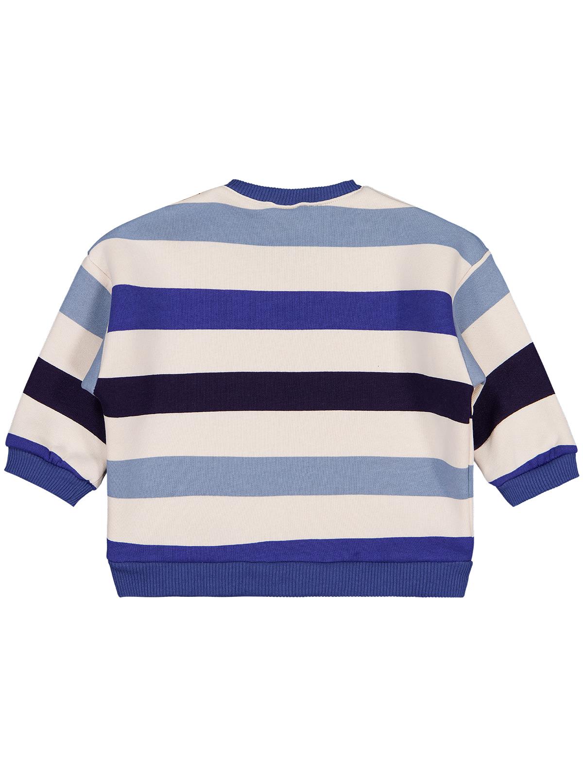 Civil Baby Ayıcık Baskılı Çizgili 6-18 Ay Sweatshirt - Mavi