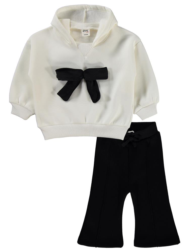 Civil Baby Fiyonk Nakışlı 6-18 Ay Takım - Ekru