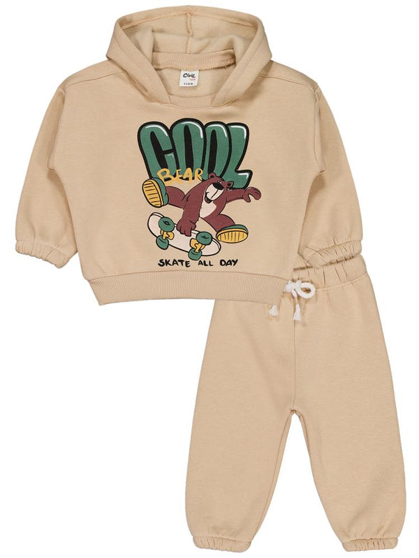Civil Baby Ayıcık Baskılı 6-18 Ay Takım - Kahverengi