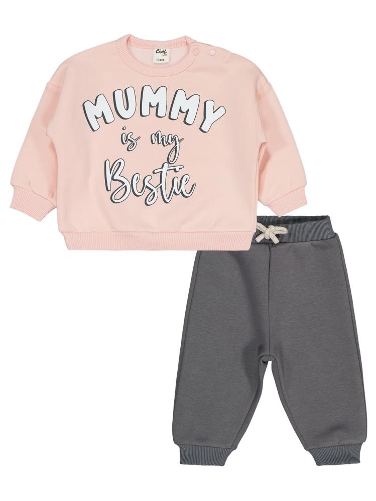 Civil Baby Mummy is my Bestie  6-18 Ay Takım - Pembe