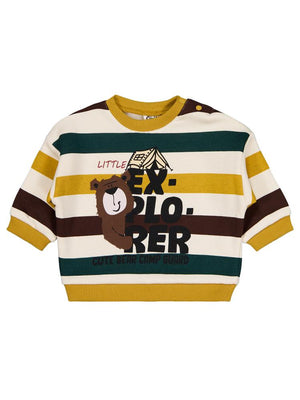 Civil Baby Ayıcık Baskılı Çizgili 6-18 Ay Sweatshirt - Hardal
