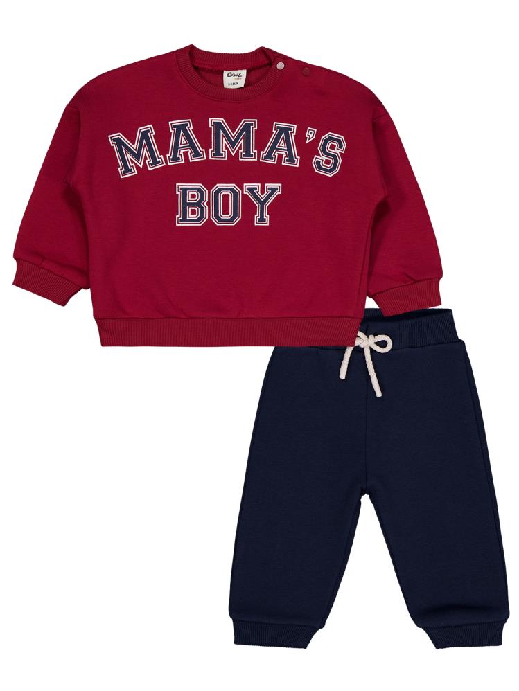Civil Baby Mama's Boy Baskılı 6-18 Ay Takım - Bordo