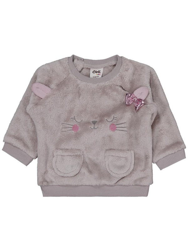 Civil Baby Cep Detaylı Meow Nakışlı 6-18 Ay Takım - Gri