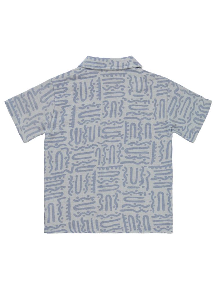 Civil Boys Kendinden Desenli 6-9 Yaş Gömlek - Mavi