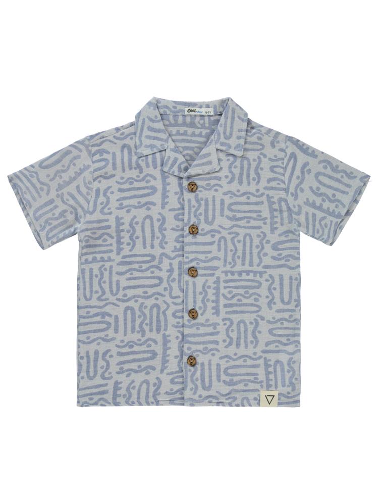 Civil Boys Kendinden Desenli 6-9 Yaş Gömlek - Mavi