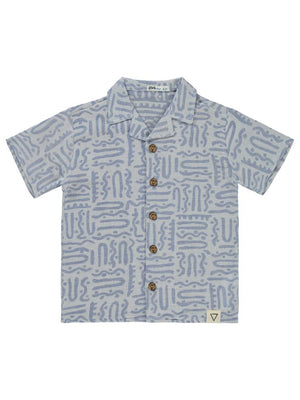 Civil Boys Kendinden Desenli 6-9 Yaş Gömlek - Mavi