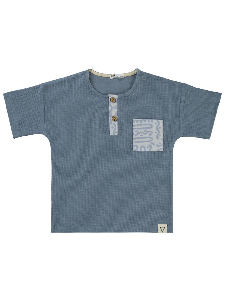 Civil Boys Desenli Cepli Patlı 6-9 Yaş Tişört - Mavi