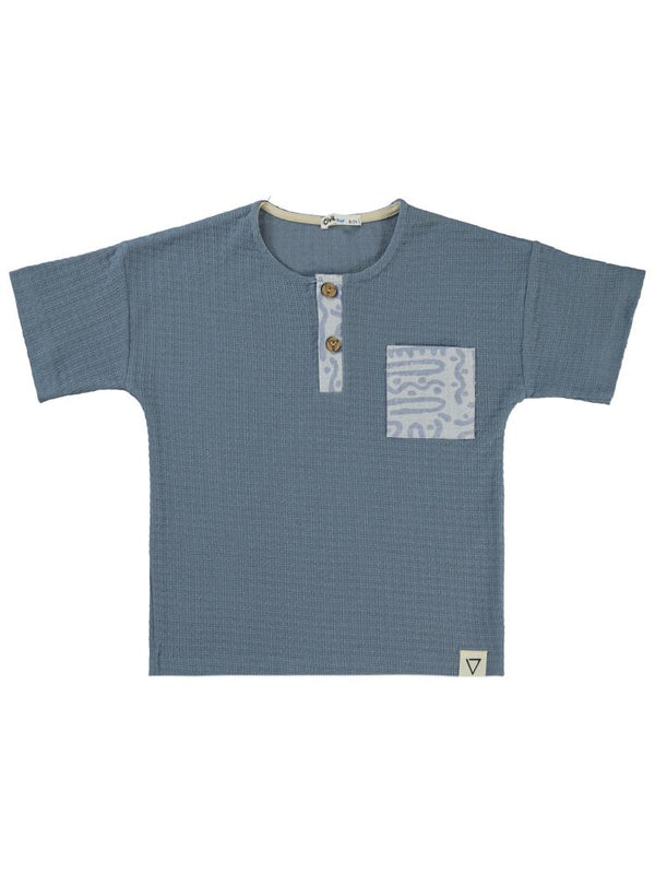 Civil Boys Desenli Cepli Patlı 6-9 Yaş Tişört - Mavi