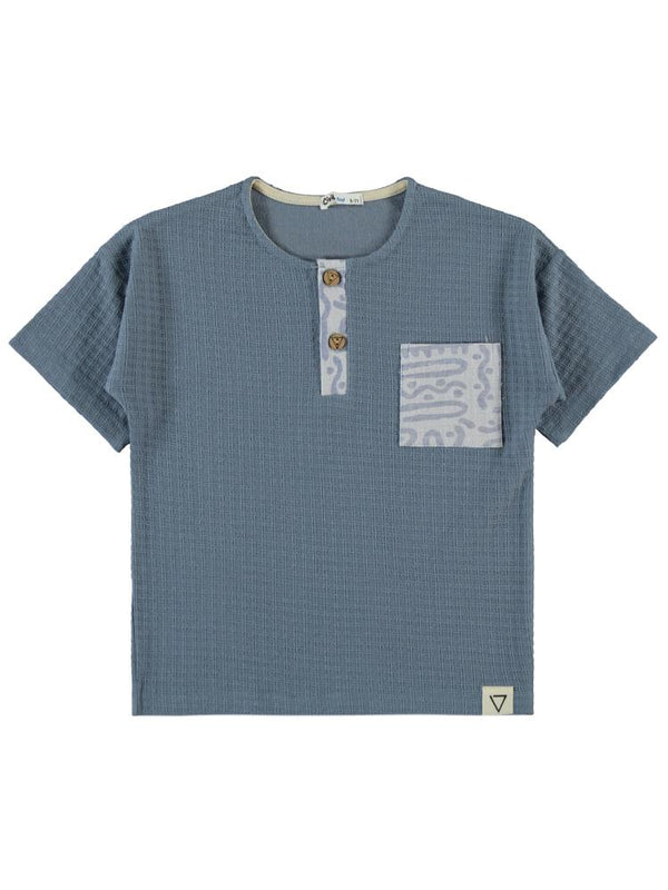 Civil Boys Desenli Cepli Patlı 6-9 Yaş Tişört - Mavi