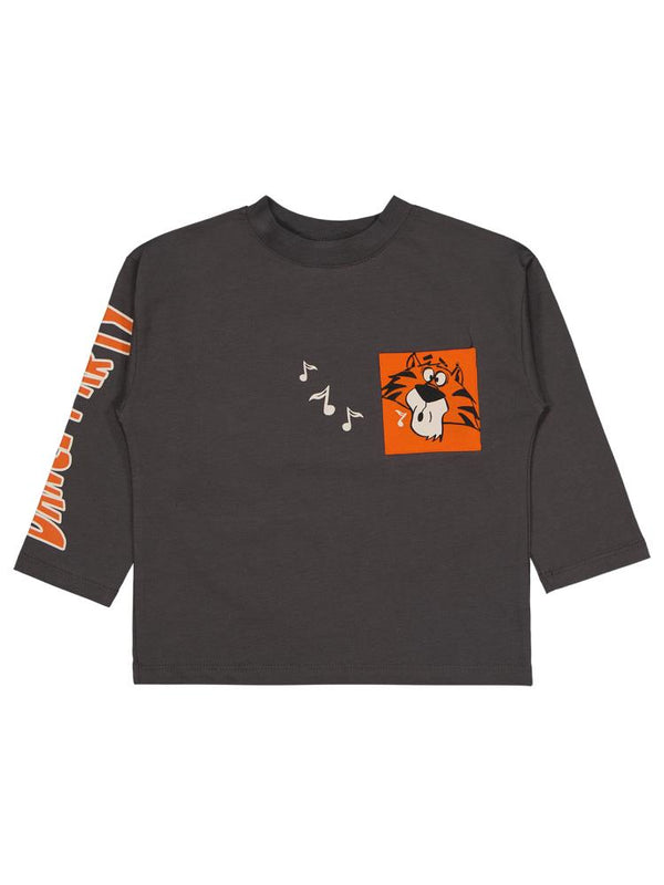 J284 Civil Boys Dance Party Baskılı 2-5 Yaş Sweatshirt - Gri