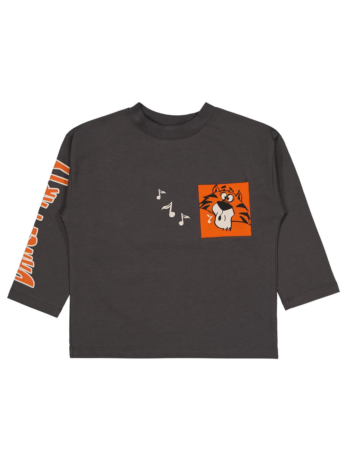 Civil Erkek Çocuk Dance Party Baskılı Sweatshirt | Süprem Uzun Kol | Okul Kreş ve Günlük Kullanım - Gri
