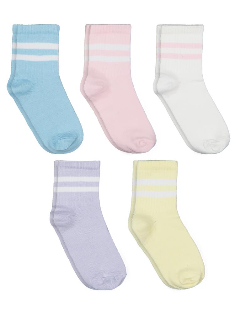 Civil Girls Basic Çizgili Düz 5'li 2-12 Yaş Kız Soket Çorap