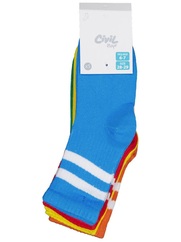 Civil Boys Basic Çizgili 5'Li 2-12 Yaş Erkek Soket Çorap