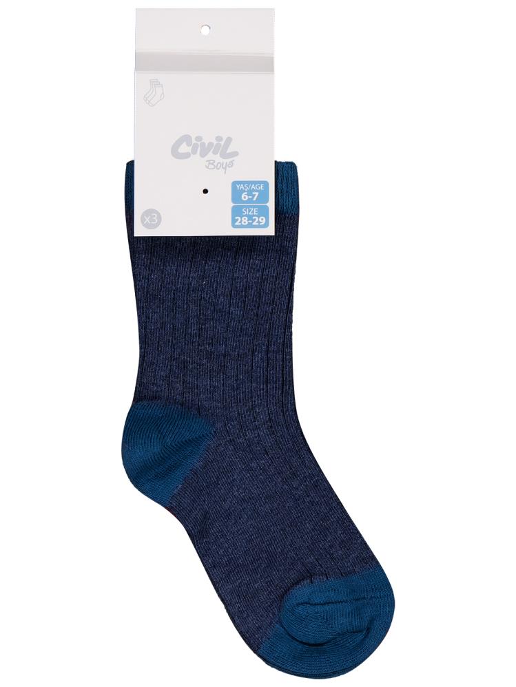 Civil Boys Basic Derbili 3'lü 2-12 Yaş Erkek Soket Çorap