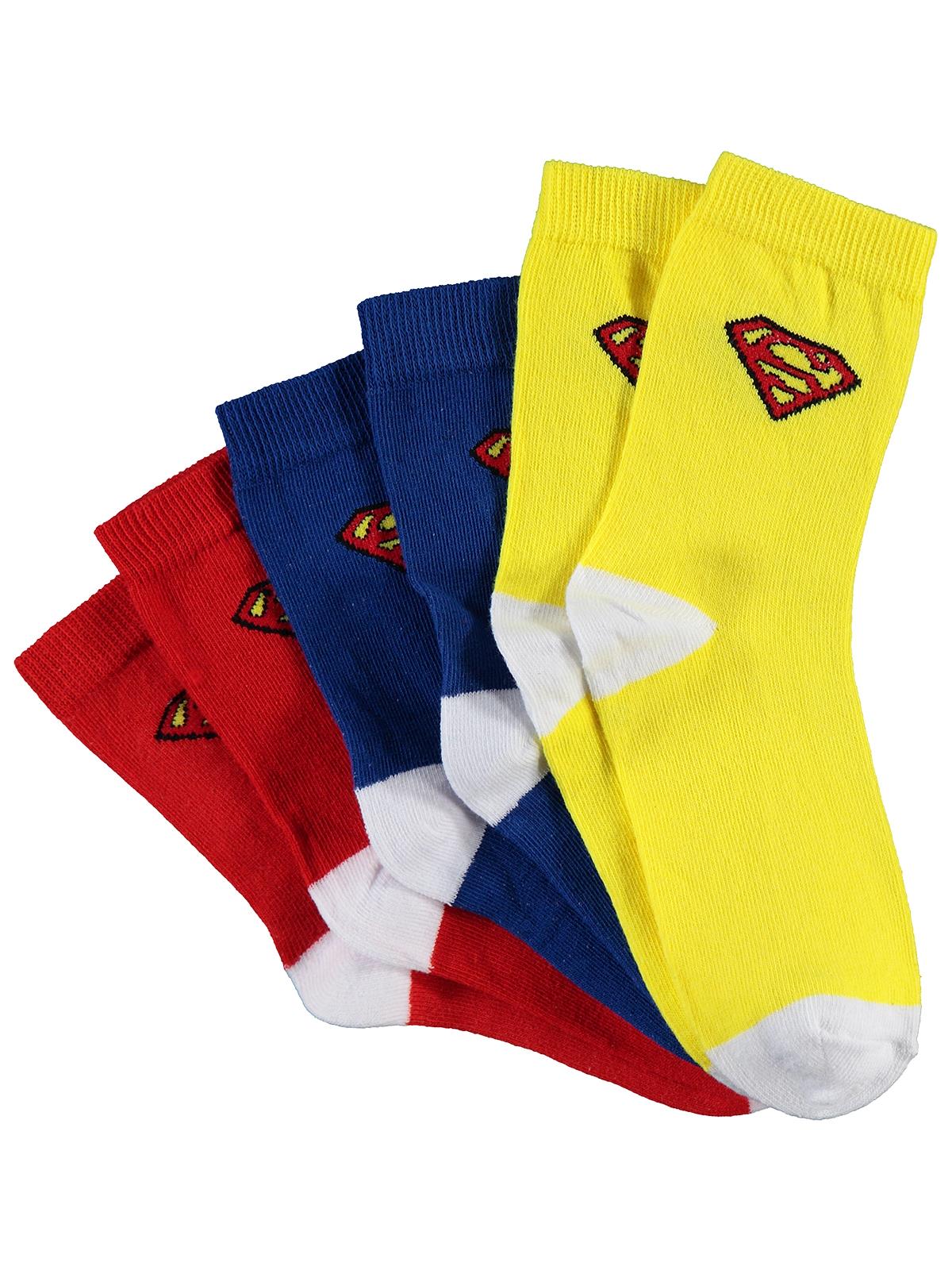 Süperman 3'lü 2-12 Yaş Erkek Soket Çorap