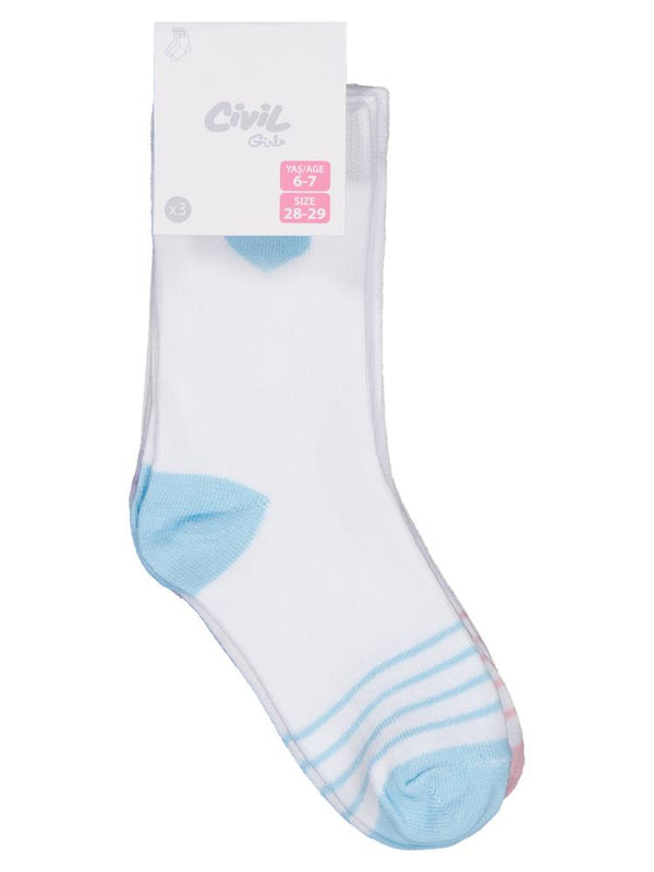 Civil Girls Kalp 3'lü 2-12 Yaş Kız Soket Çorap