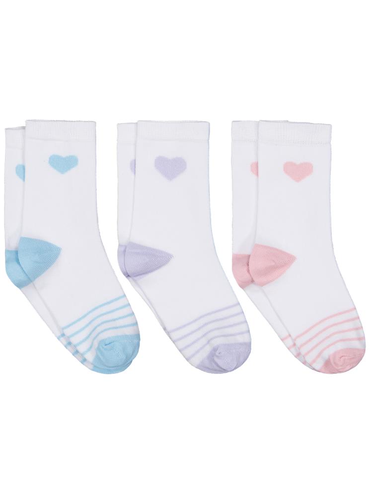 Civil Girls Kalp 3'lü 2-12 Yaş Kız Soket Çorap