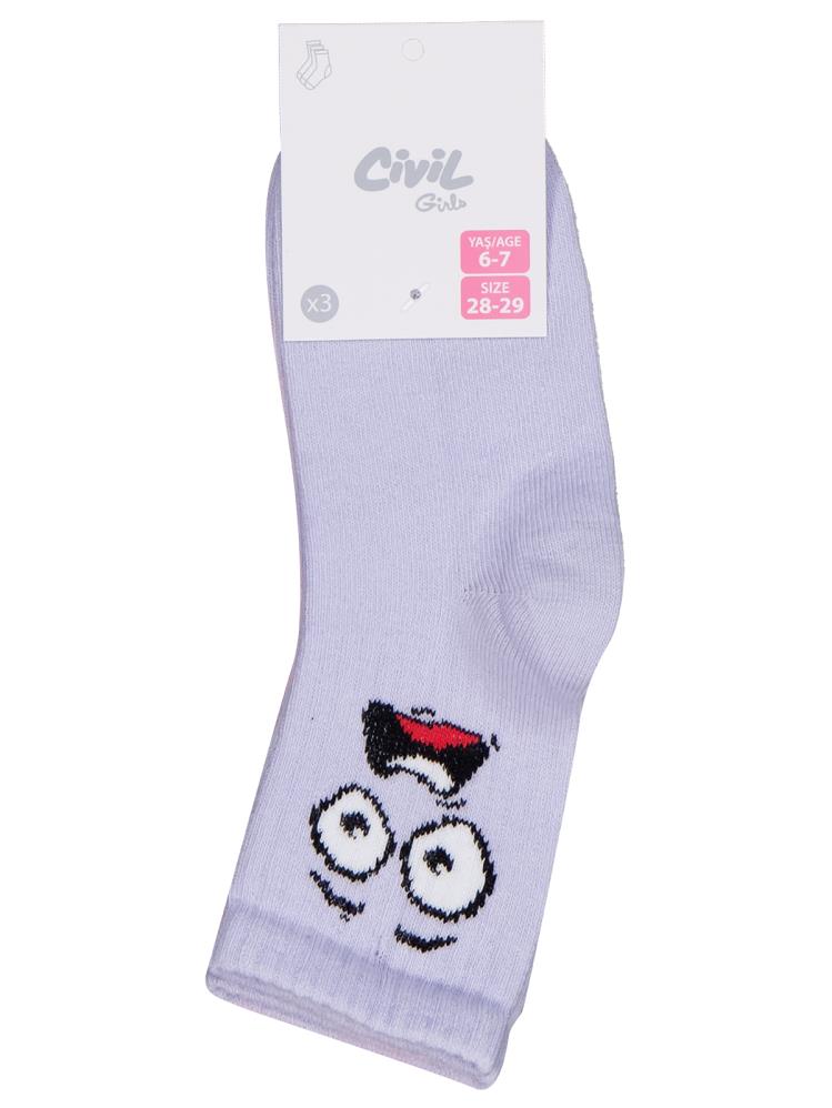 Civil Girls Gülenyüz 3'lü 2-12 Yaş Kız Soket Çorap
