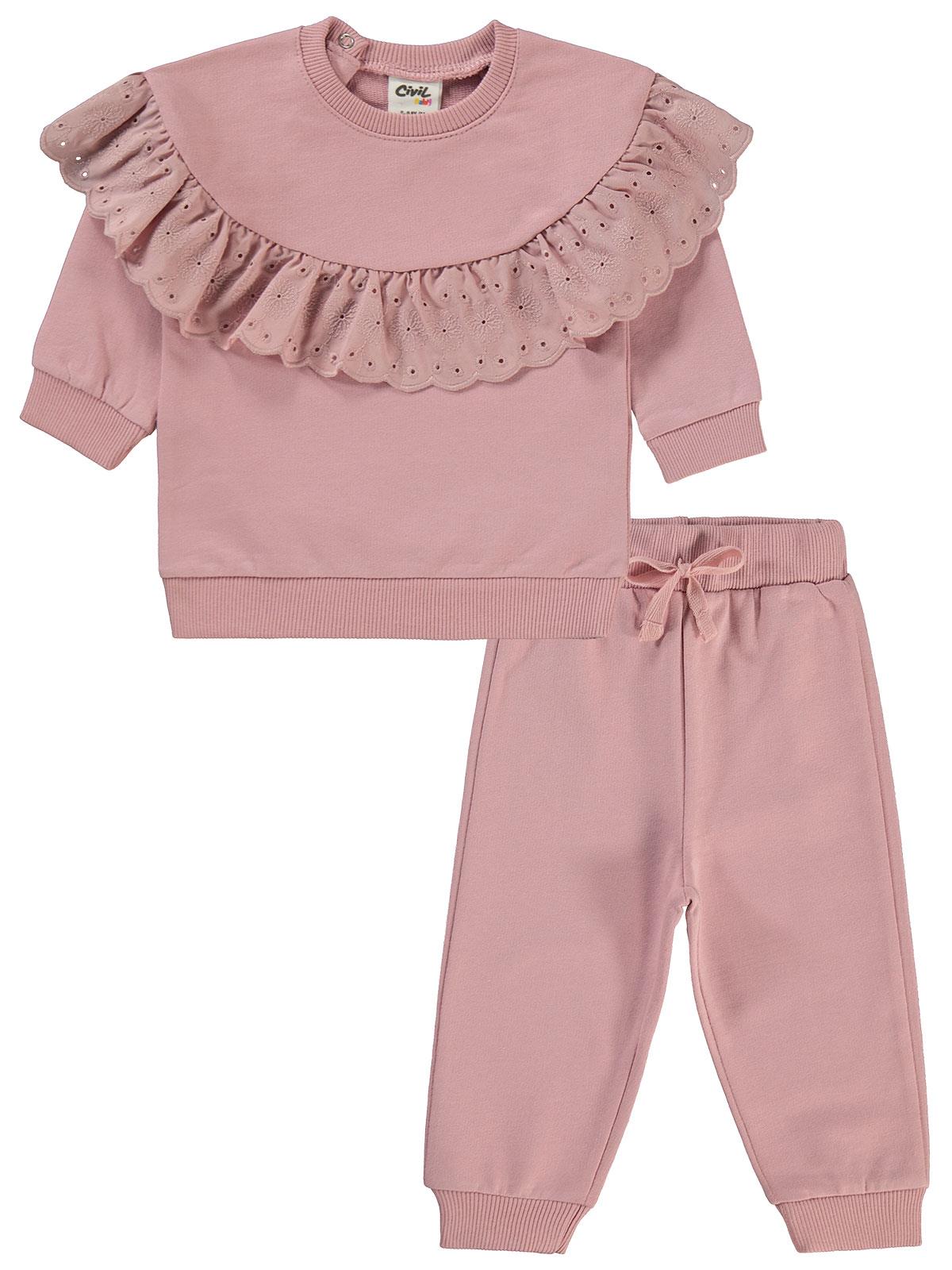 Civil Baby Brodeli 6-18 Ay Takım - Pembe
