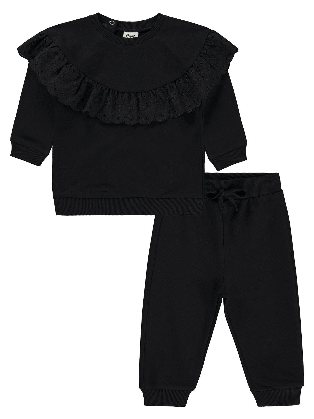 Civil Baby Brodeli 6-18 Ay Takım - Siyah