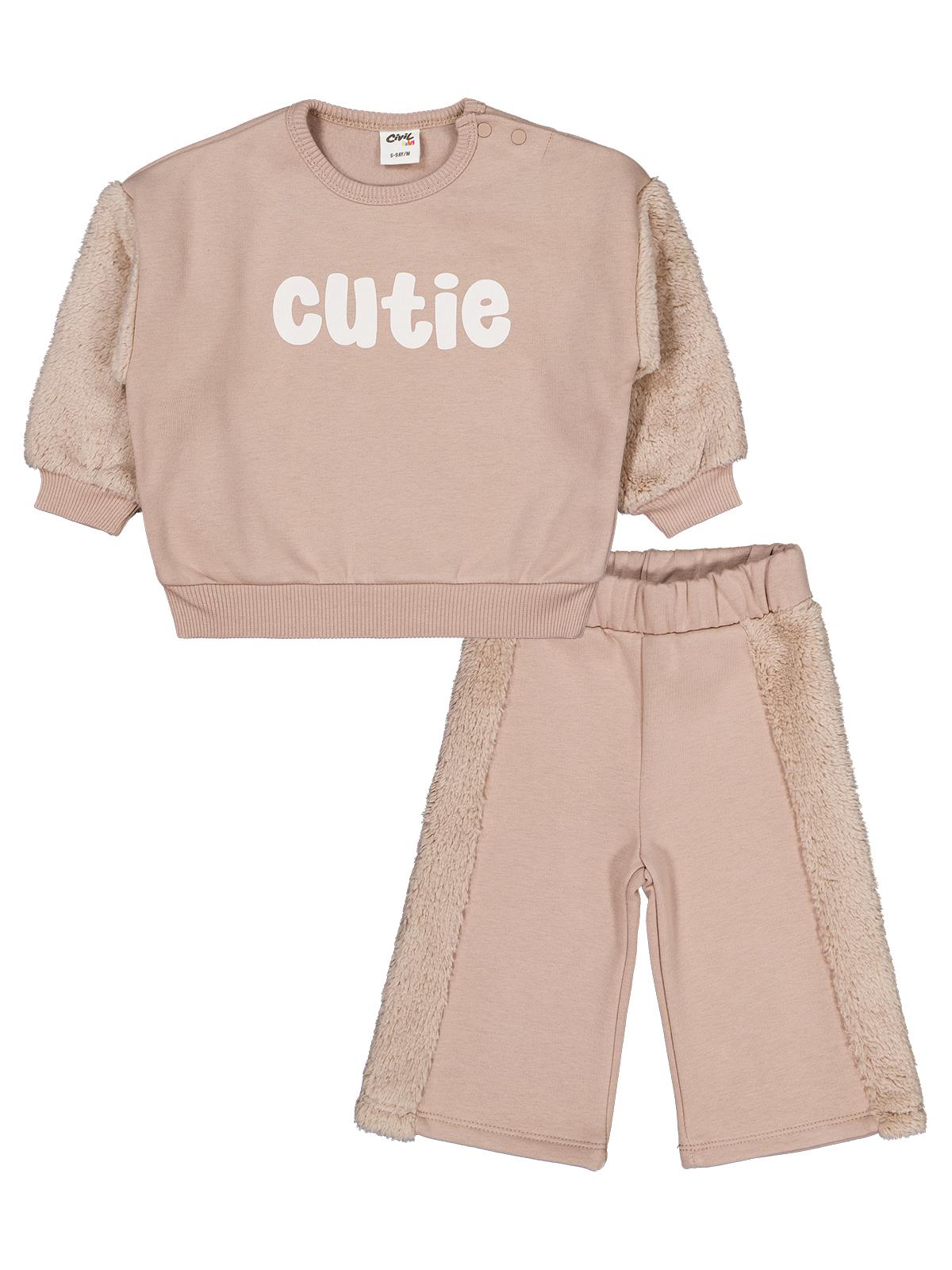 Civil Baby Cutie Baskılı 6-18 Ay Takım - Bej