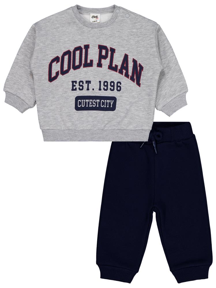 Civil Baby Cool Plan Baskılı 6-18 Ay Takım - Lacivert