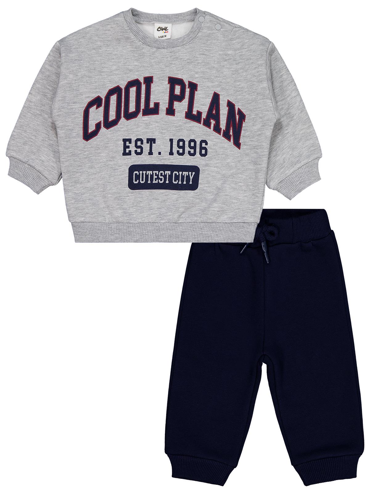 Civil Baby Cool Plan Baskılı 6-18 Ay Takım - Lacivert