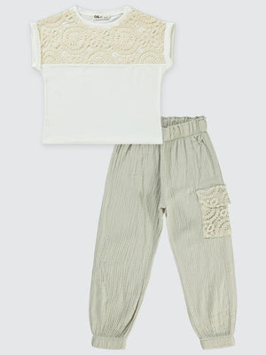 Civil Girls Dantelli Jogger 6-9 Yaş Takım - Gri