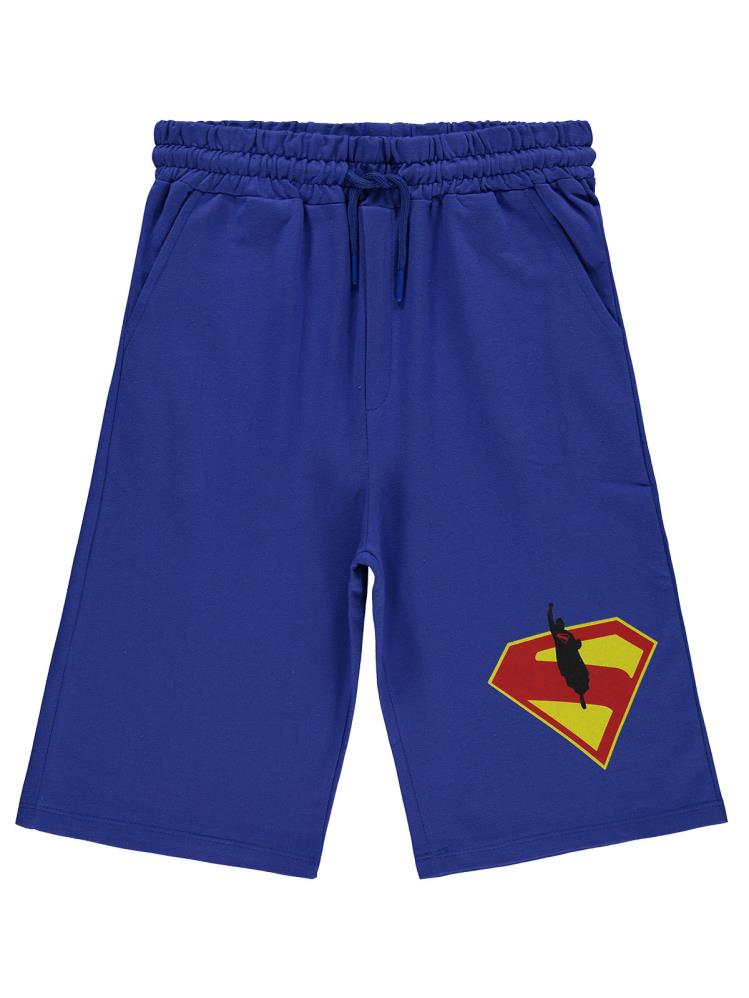 Süperman Logolu 10-13 Yaş Kapri - Mavi