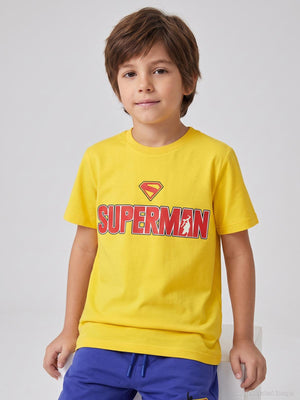 Süperman Baskılı 10-13 Yaş Tişört - Sarı